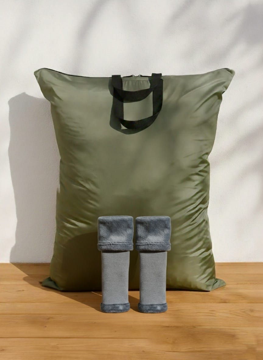 In this deal, You get 2 bags and pair of knee warmer